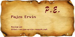 Pajzs Ervin névjegykártya